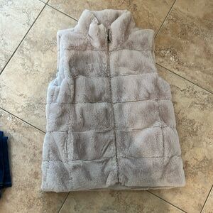Faux fur zip front vest